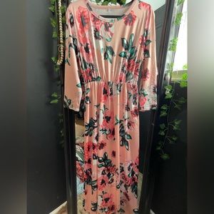 Pink floral maxi dress